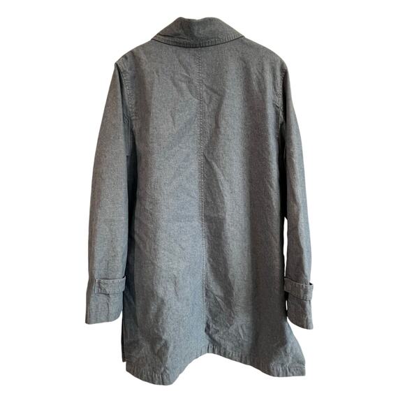 Vintage Liz Claiborne Chambray Jacket Medium Detachable Hood Plaid Lining 90s - Picture 2 of 16